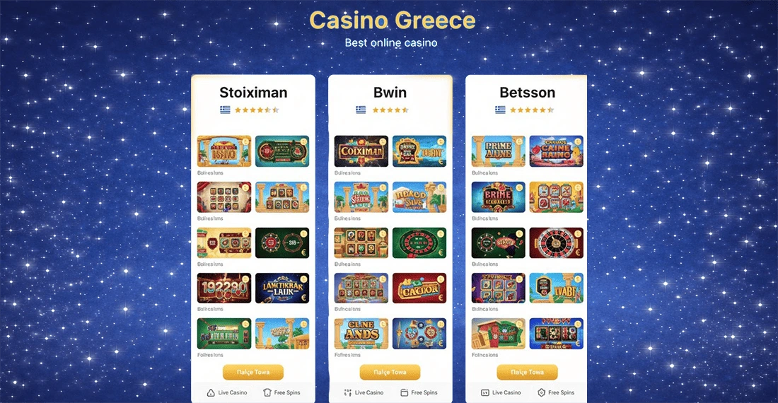 Σύγκριση casino greece πλατφορμών - Stoiximan, Bwin, Betsson